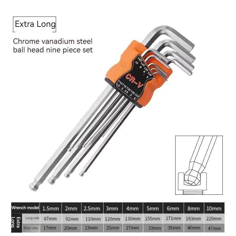 9PCS Double-End L Type Screwdriver Hex Allen Key Torx Wrench Set Screwdriver Bits Star Spanner Key Hand Repair Tools