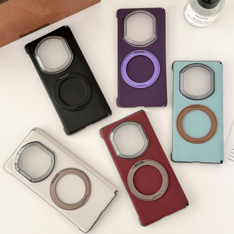 Magnetic Leather Phone Case Mate X7 With 360 Rotating Ring Stand Full Coverage Protective Cover In Black White Wine