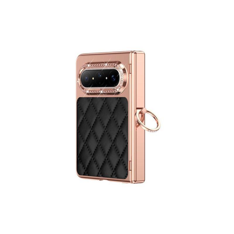 Luxury Quilted PU Leather Texture Phone Case With Kickstand Ring Pura X Max Foldable Smartphone