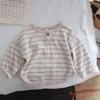 Полосатая футболка в ретро-стиле для мальчиков в корейском стиле - Круглый вырез, Весенняя мода