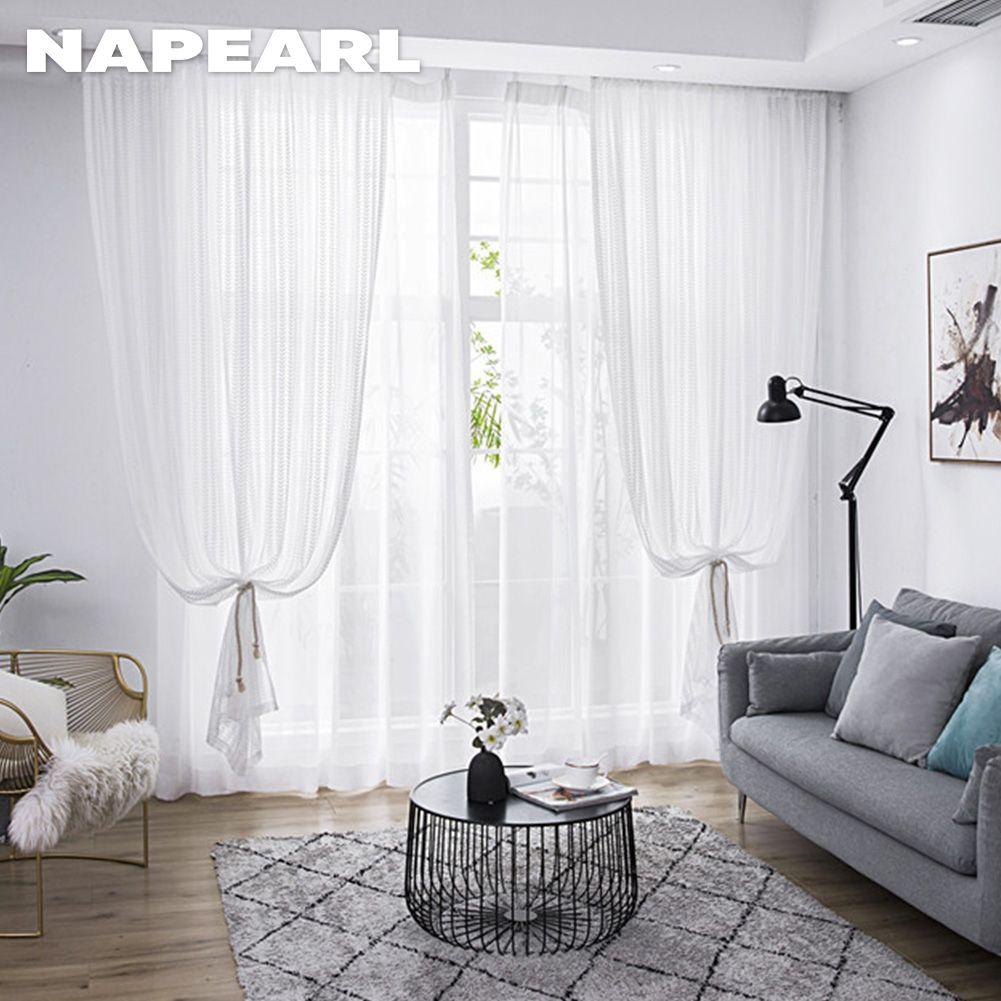 1 шт. NAPEARL французский стиль минималистский высококачественный кружевной трикотажный однотонный прозрачный занавес для кухни гостиной балкона украшение дома