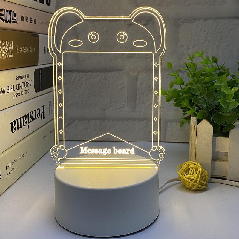 DIY Luminous Message Board 3D Night Light - Acrylic Erasable Writing Board