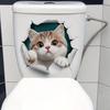 3D Милый Мультяшный Кот Пробивающий Стену Наклейка на Туалет Самоклеящаяся Водонепроницаемая Съемная Ванная Комната Домашний Декор Искусство