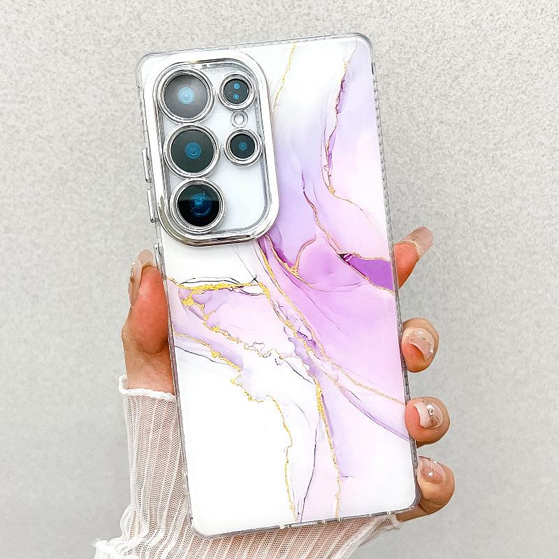 Подходит для нового чехла для мобильного телефона Samsung S25 Ultra S24plus с двухсторонним покрытием Imd, гальванизированного мрамора, чехол A55