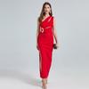 Summer Women Sexy One Shoulder Open Back Hollow Out Slim Bodycon Split Evening Party Pencil Dresses
