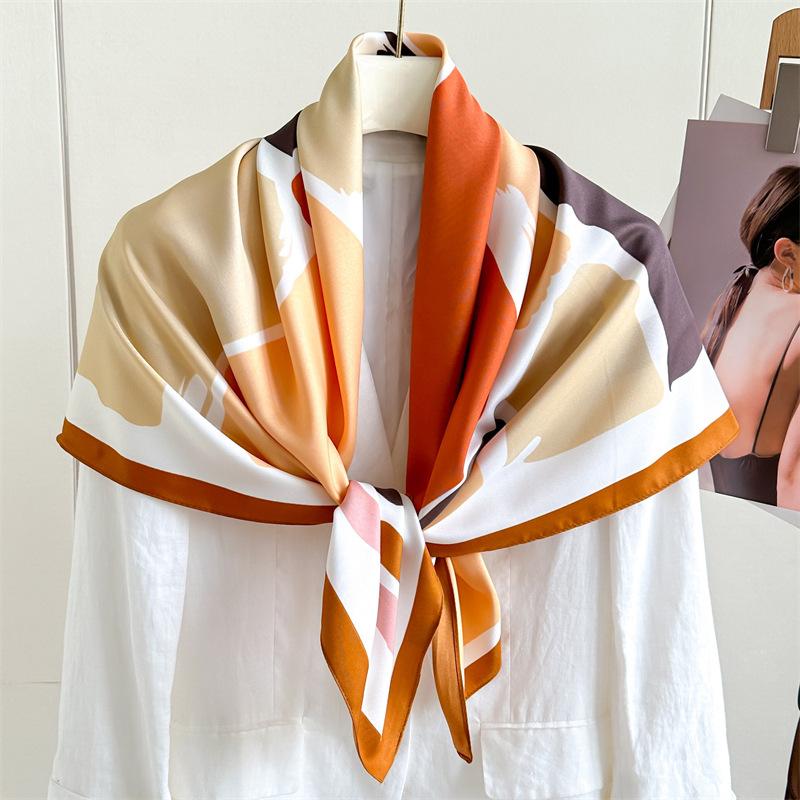 Elegant Kerchief Neck Scarves For Women 90cm Fashion Shawls and Wraps Bandana Head Scarfs