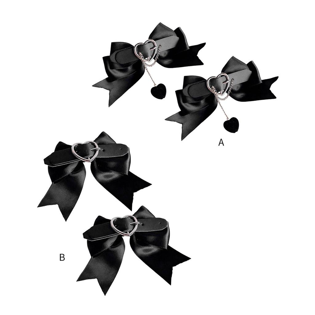 1 пара заколок для волос в форме сердца и бантика, заколка для волос с цепочкой-бантиком Харадзюку для челки, волос, конского хвоста, заколки для подростков