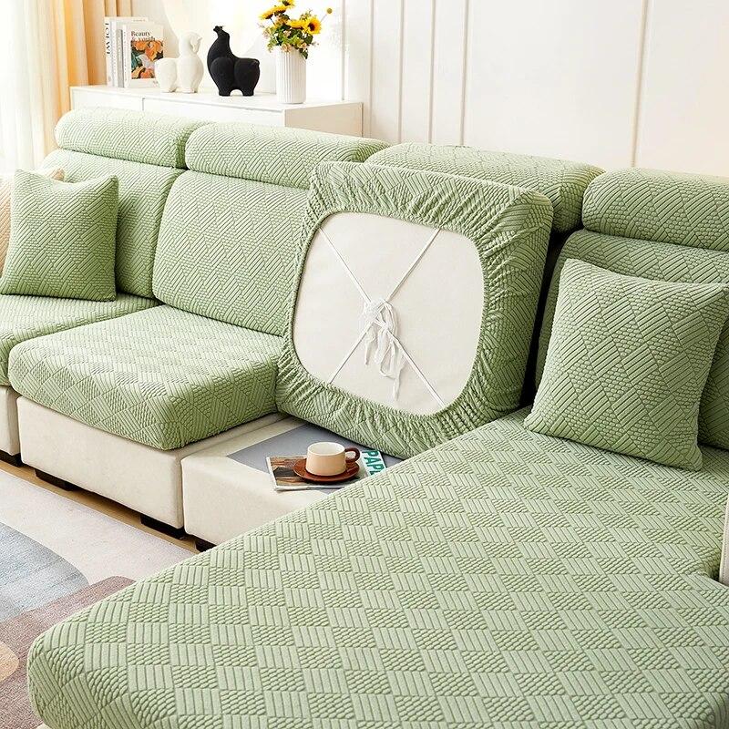 Плотная жаккардовая плюшевая наволочка для диванной подушки Чехол на длинную подушку спинки Растягивающийся чехол-защита для дивана на 1/2/3/4 места