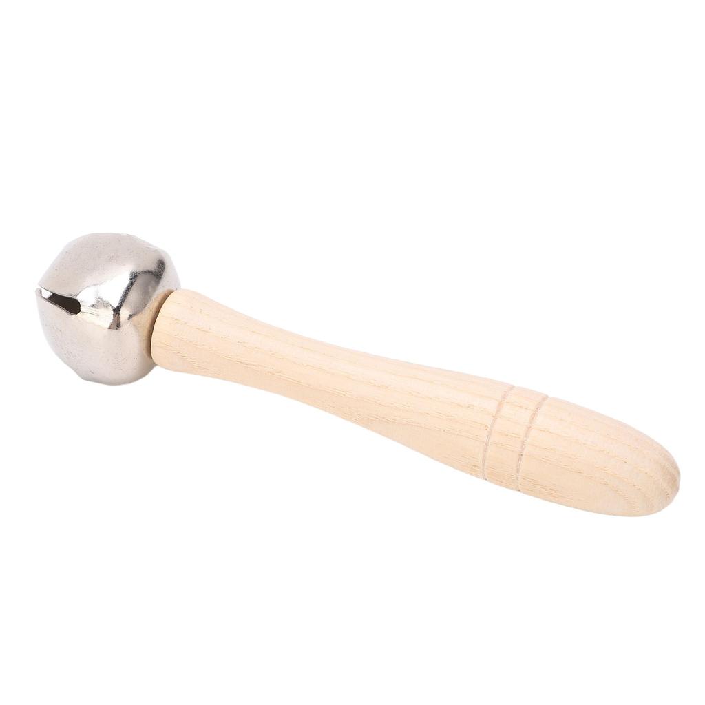 Wooden Jingle Hand Bell Solid Wood Handle Stick Shaker Children Musical Instrument Orff Toy Round