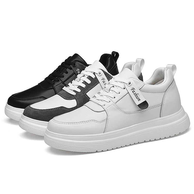 Fashion Big Size Lift Men Sneakers Elevator Shoes Heightening Height Increase Insole 7-8CM High Heels Shoes Genuine Leather Sport Shoes