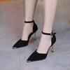 Fashion Spring and Autumn High Heel Women 2025 New Versatile Thin Heel Professional Pointed Black Buckle Strap Single Shoes Women