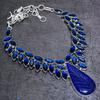 Sapphire(Simulated) Blue Topaz 925 Sterling Silver Necklace 18" R9V05