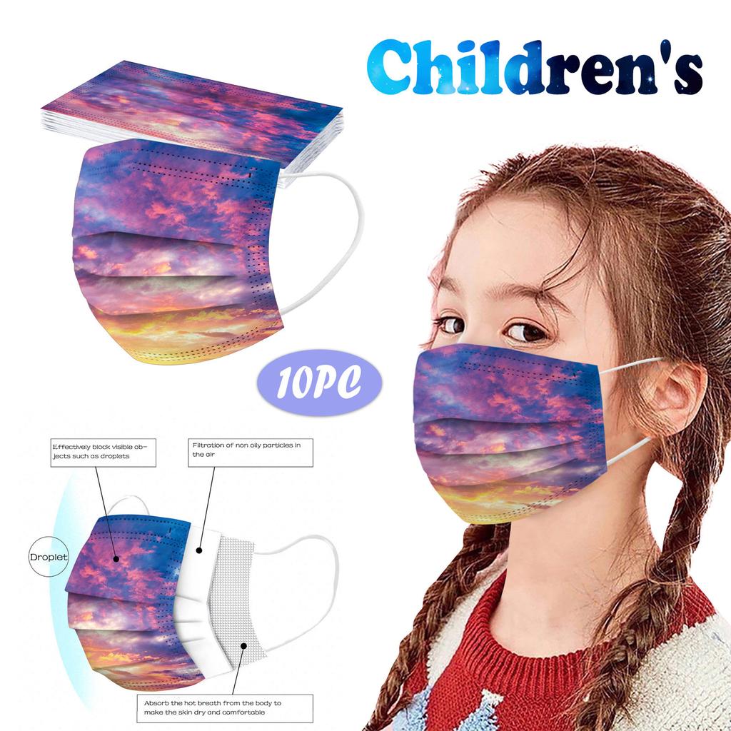 Children's Disposable Tie-dye Starry-sky Printed Mask Disposable Face Mask Ear Loop Mask 10PCS