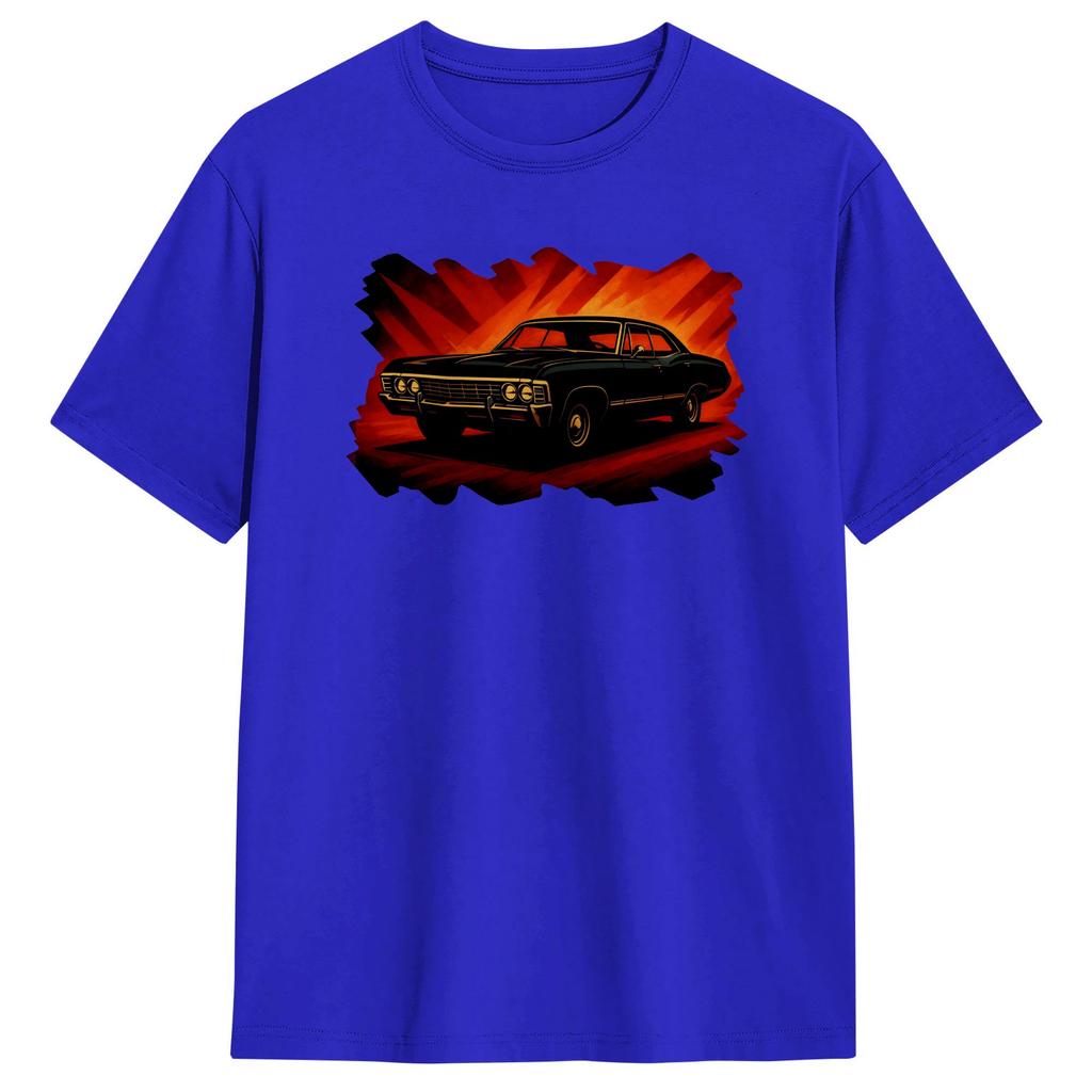 Унисекс футболка IMPALA SPN Impala Supernatural Винтажная Хлопковая Футболка с коротким рукавом Футболка с круглым вырезом Одежда Летняя
