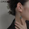 CIAXY Серебристый Клипс для Правого Уха с Фианитом Двойная Цепочка Кисточка Фальшивые Серьги Манжеты для Женщин Хип-хоп Рок Украшения