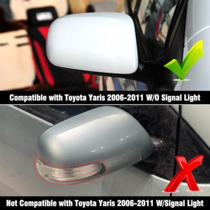 2PCS Compatible with Toyota Yaris Side 2006 2007 2008 2009 2010 2011, Driver and Passenger for Toyota Yaris Rearview Mirror Cap
