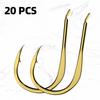 20 шт. медных крючков для ловли рыбы с выступающими бородками, с защитой от выпадения и выскальзывания