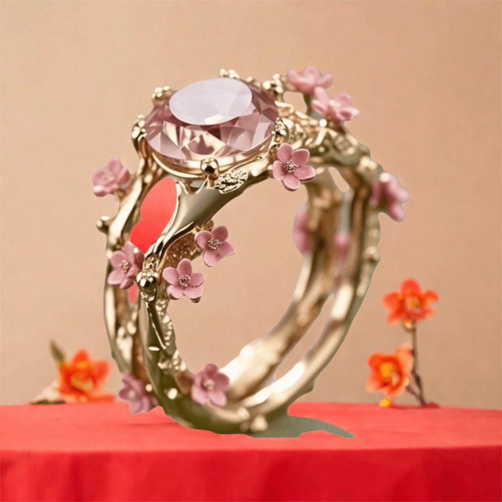 Простое Дизайн Кольцо с Цветком Инкрустированное Цирконом Украшение на Палец Модные Трендовые Кольца Ювелирные Аксессуары