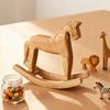 Wooden Rocking Horse Figurine Vintage Small Horse Sculpture Desktop Ornament for Wedding Baby Showers Parties Home Decor