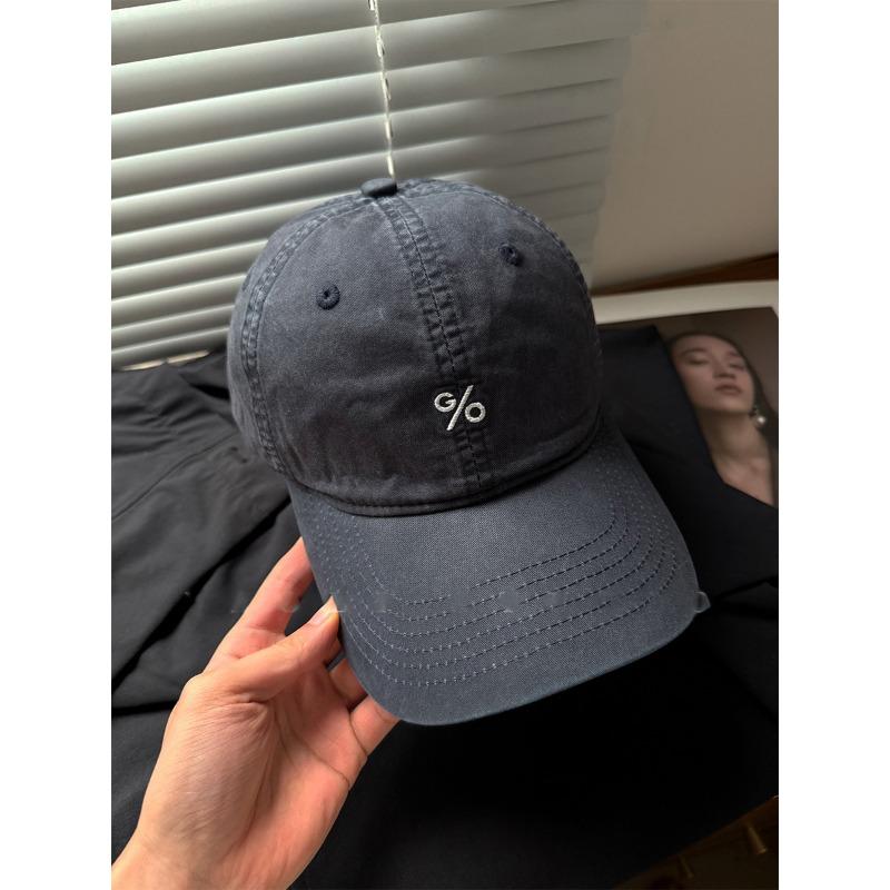 Embroidered Large Head Circumference Showing Face Small Baseball Hat for Women American Retro Couple Soft Top Baseball Cap