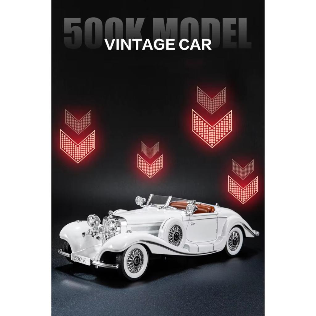 Масштаб 1/18 1936 Benzs 500K Alloy Classic Car Model Diecast Metal Retro Vehicles Car Model Simulation Sound and Light Children Toy Toy Gift