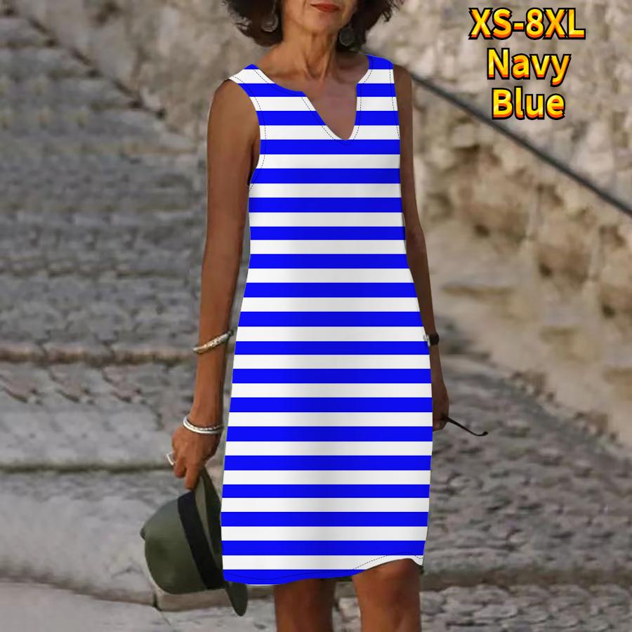 Женское летнее платье в полоску зебры с v-образным вырезом, повседневное модное платье без рукавов, повседневное свободное сексуальное платье размера плюс XS-8XL