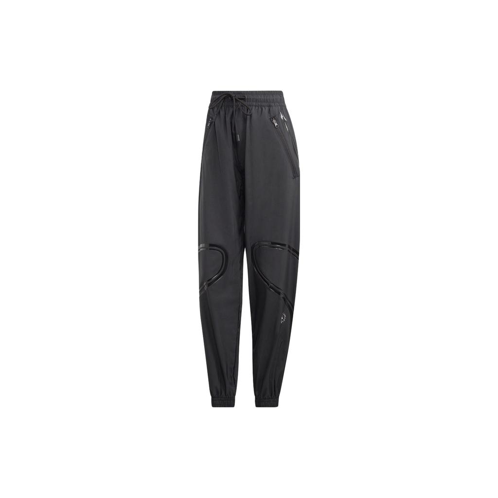 Adidas Stella Mc Cartney Tapered Pants Solid Color With Zipper Pockets Loose Fit Women Pants Black HR2209