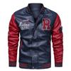 Autumn Winter Jacket Men Embroidery Baseball Jackets Pu Leather Coats Slim Fit College Maleluxury Fleece Pilot Leather Jackets