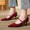 Fashion Rivet Designer High Heels Women Pointed Toe Elegant Office Women Shoes Spring Autumn Fashion Suede Low Heel Mules Pumps Women