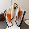 French Minimalist Print Shawl Square Scarf for Women Soft Satin Neckerchief Female Hair Bands Ribbon Headband Bandana