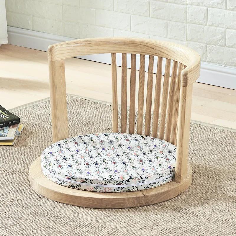 Японское кресло для медитации - с подлокотниками и поддержкой спины, традиционный азиатский напольный стиль татами, кресло из массива ясеня