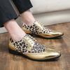 Luxury Brand Designer Men's Shoes Outdoor Lace-up Wedding Shoes Fashion Leopard Print Casual Shoes for Men Party Leather Shoes