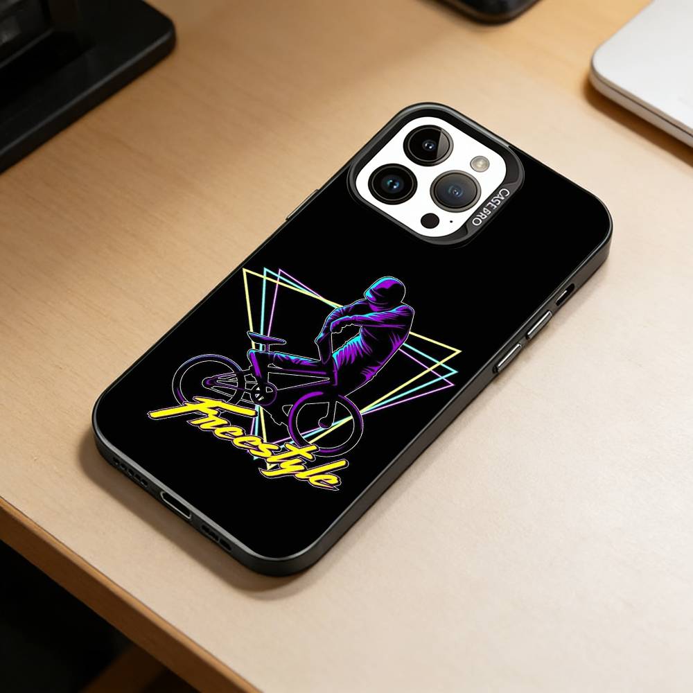 Bike Sports-S Phone Case For iPhone 17,16,15,14,13,12,11 Plus,Pro Max,XS,Colorful Silver Black Cover