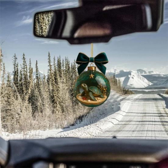 Animal Christmas Ball Ornaments Handcrafted 3D Turtle/Penguin/Bee/Dachshund Clear Ball Ornament for Xmas Tree Holiday Home Party Decor