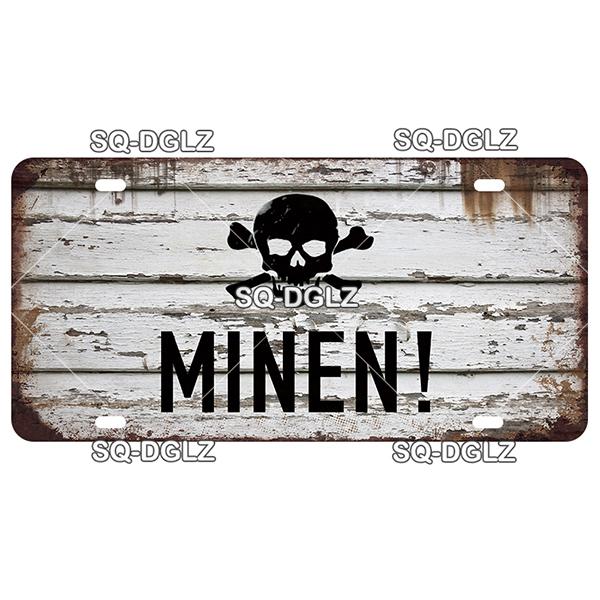 SQ-DGLZ Minen German Road License Plate Warning Tin Sign State Wall Decoration Metal Sign Home Decor Painting Plaques Art Poster
