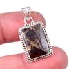 Natural Black Copper Turquoise 925 Solid Sterling Silver Gift Pendant 1.25" I2O81