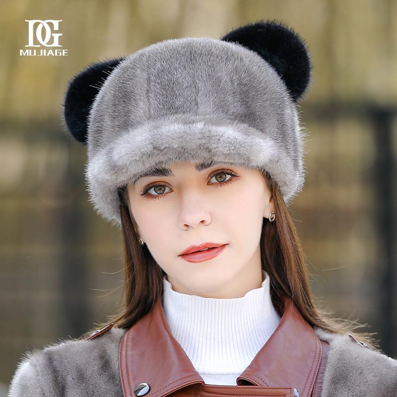 Mink Fur Hat Women's Winter Thickened Cute Cat Ear Hat Fashion Foreign Winter Cap