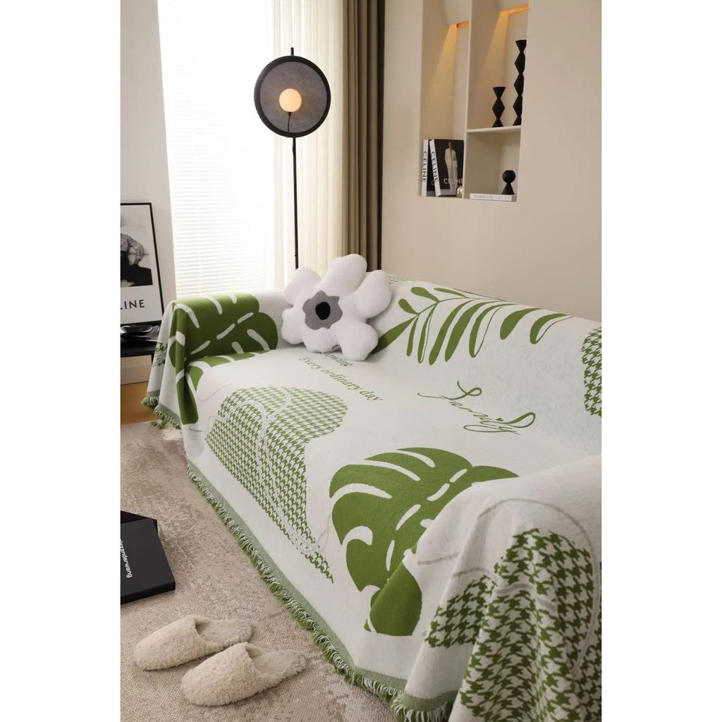Large Leaf Sofa Cover Mat Throw Blanket Living Room Houndstooth Sofa Couple Position Modern Throw Camping Picnic Blanket