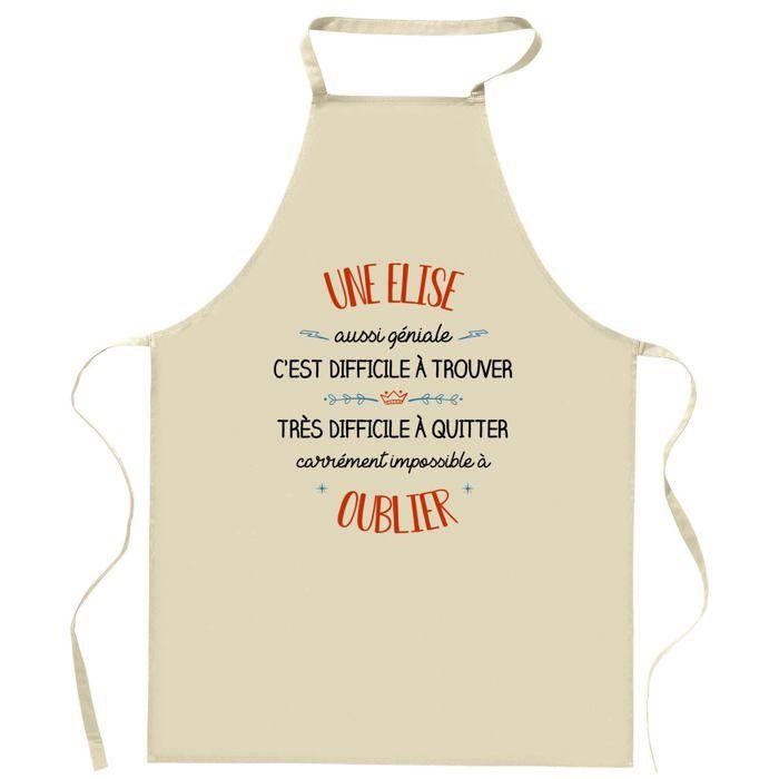 Planetee Tablier de cuisine Une Elise Aussi Géniale | Cadeau Original Humour pour Cuisinière Vêtement Blouse de protection Barbecue