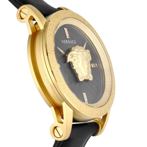 Versace V-CODE Watch, Black Dial, Stainless Steel, Sapphire Crystal, Quartz Movement, 43mm, Swiss Made, VESN00422, Men's