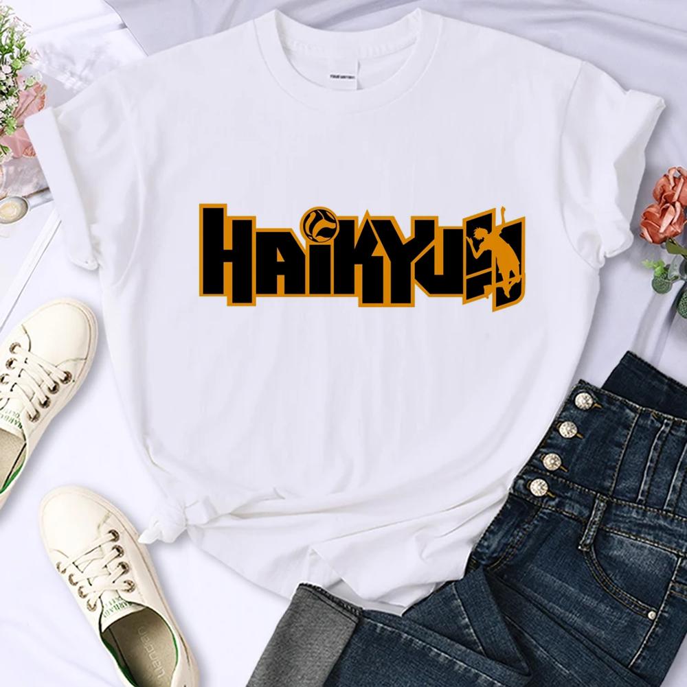 Японское аниме Haikyuu Футболка Женская Топ Харадзюку Японский Стиль Футболка Унисекс Летняя Одежда Y2k Короткий Рукав Женские Футболки