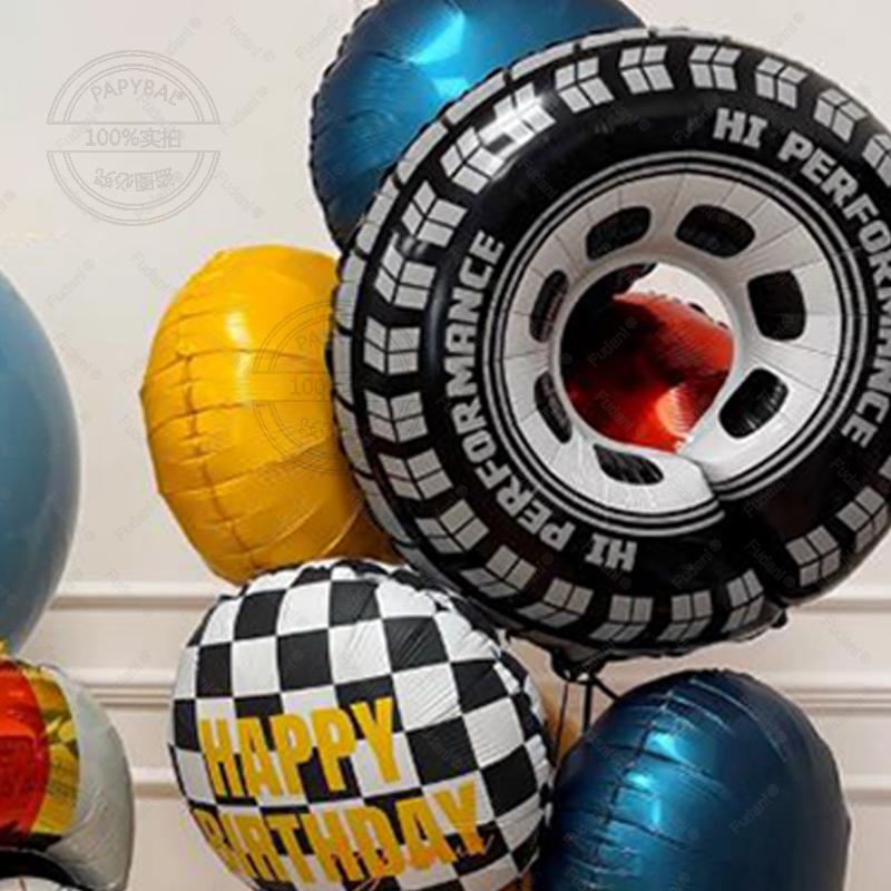14pcs Red Racing Grid Flag Balloon Black Numbers 1-9 Birthday Balloon Set Racing Themed Party Decor Children's Birthday Supplies