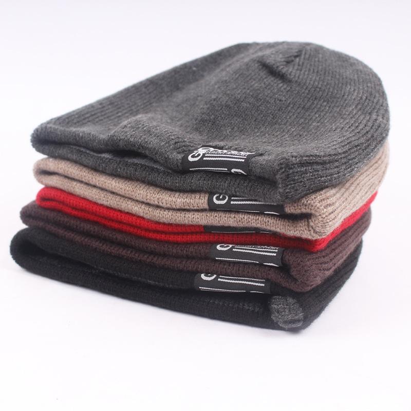 Men'S, Knitted Wool Hat, Seasonal Warm Bag Hat, Simple Monochrome Letter Pullover Hat