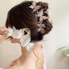 Women Hair Claw Mesh Yarn Butterflies Decor Shiny Rhinestones Hair Clip Anti-slip Teeth Back
