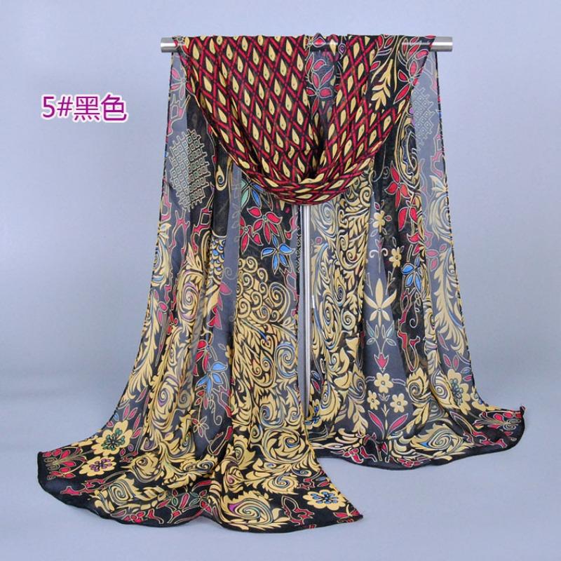 Spring and Autumn New Chiffon Silk Scarf, Quality Printing Popular Peacock Silk Scarf Scarf Source