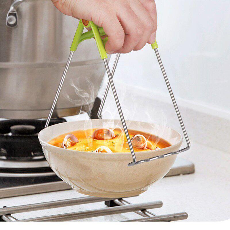 Anti-Scalding Bowl Clamp, 304 Stainless Steel Multifunctional Kitchen Tool, Plate Gripper, Non-Slip