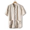 Мужская рубашка с коротким рукавом из чистого льна в китайском стиле, свободная, летняя, тонкая, с воротником-стойкой, верхняя одежда, экспортная мужская рубашка