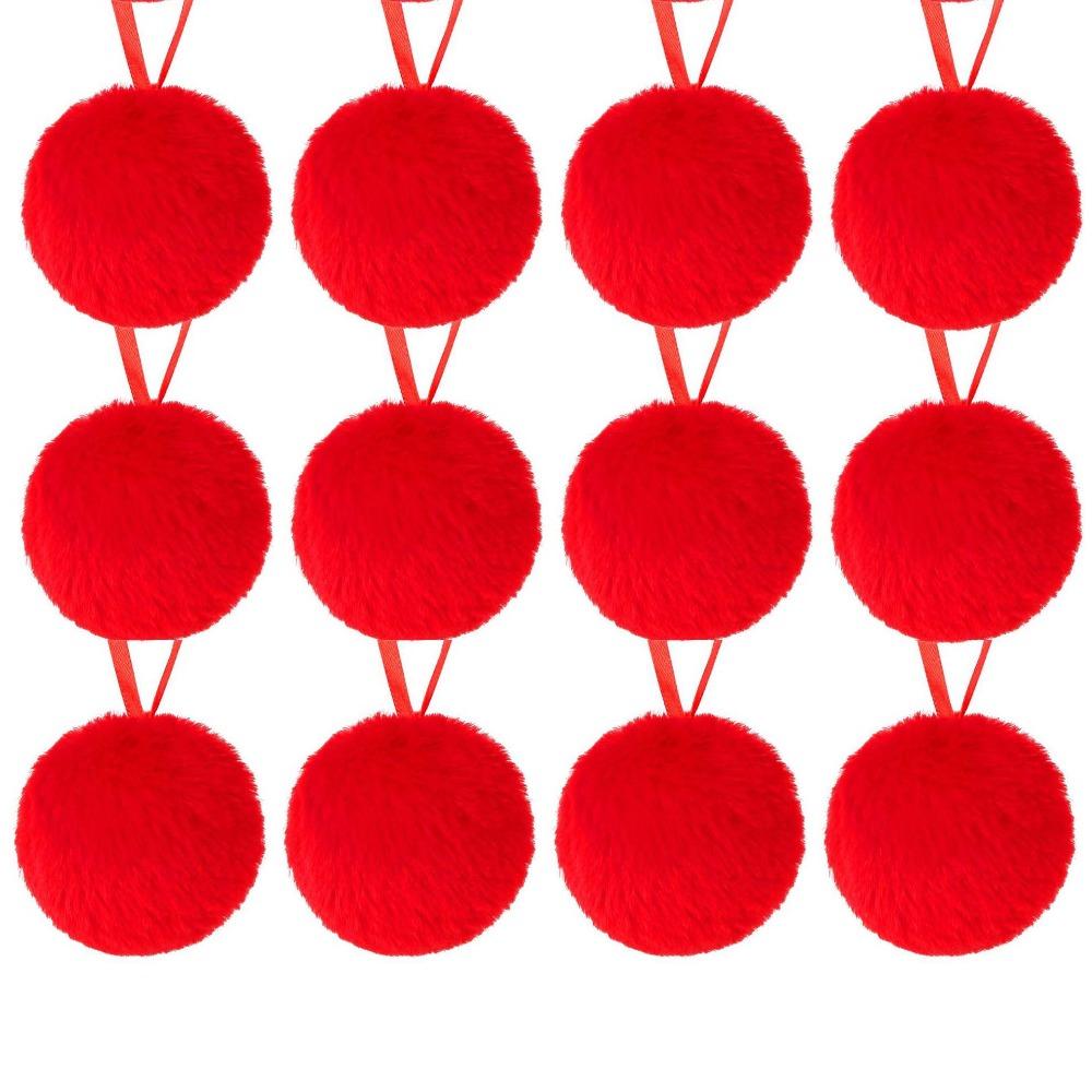 12 шт. Лаймово-зеленый пушистый рождественский шар плюшевые рождественские подвесные украшения камин