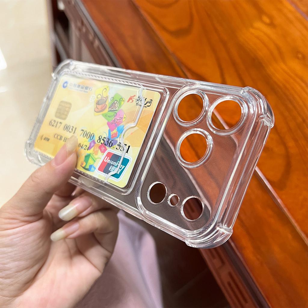 Кошелек Держатель для карт Чехол для Iphone Air 17 E 16 Pro Max 15 Plus 14 13 12 Mini 11 Xr Xs Max 17pro Прозрачный карман для вставки карты Чехол для телефона Аксессуары