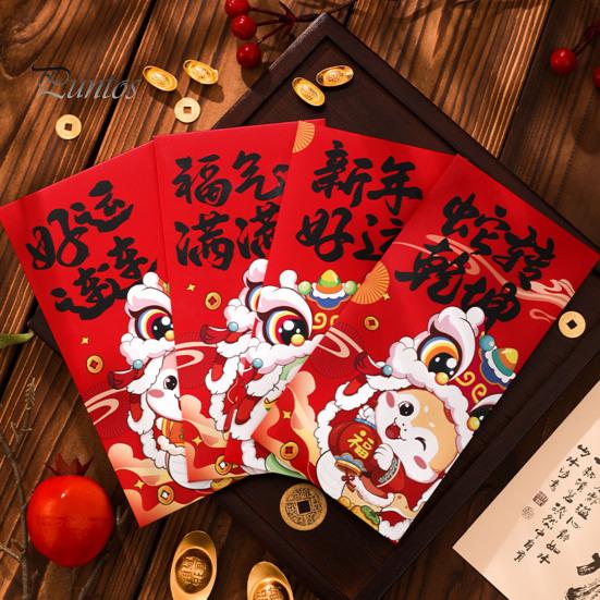 6 шт. Красные конверты «Год Змеи» 2025, китайский Новый год, сумка для счастливых денег, мультяшный знак зодиака Змея, красный карман для празднования весеннего фестиваля